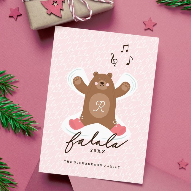 Fa La La Fun Cute Woodland Brown Bear Snow Angel  Holiday Card (Fa La La Fun Cute Woodland Brown Bear Snow Angel Holiday Card)