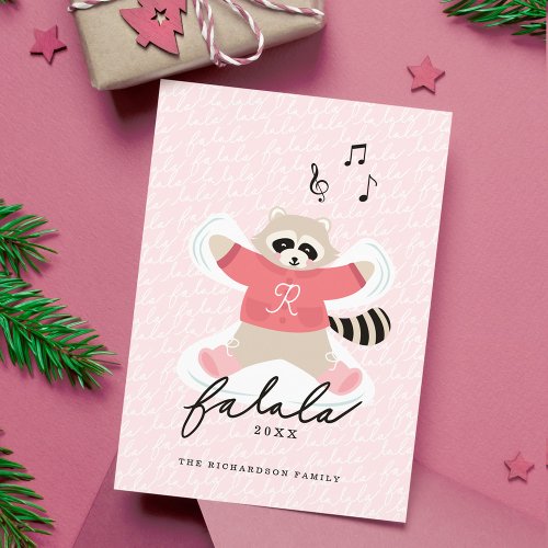 Fa La La Fun Cute Woodland Raccoon Snow Angel Holiday Card