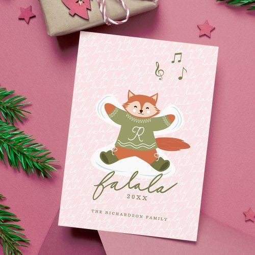 Fa La La Fun Cute Woodland Red Fox Snow Angel Holiday Card