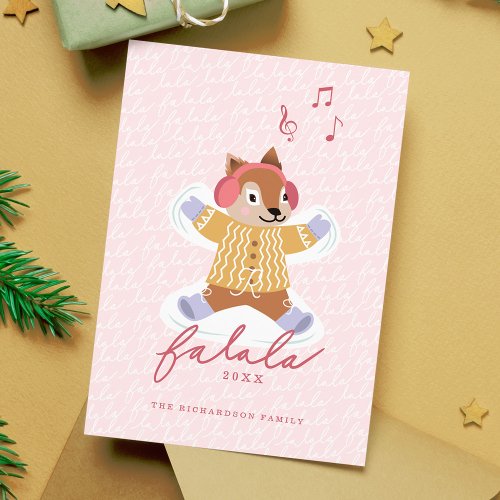 Fa La La Fun Cute Woodland Squirrel Snow Angel Holiday Card