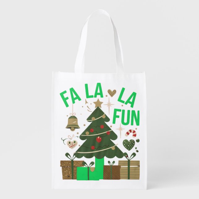 Fa La La Fun Digital Art Design Grocery Bag (Front)