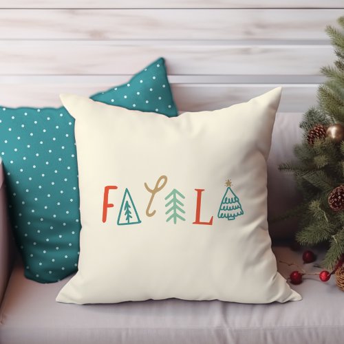 Fa La La Funny Christmas Tree Holiday Baby Blanket Throw Pillow