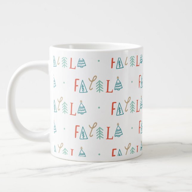 Fa La La Funny Christmas Tree Holiday Giant Coffee Mug (Left)