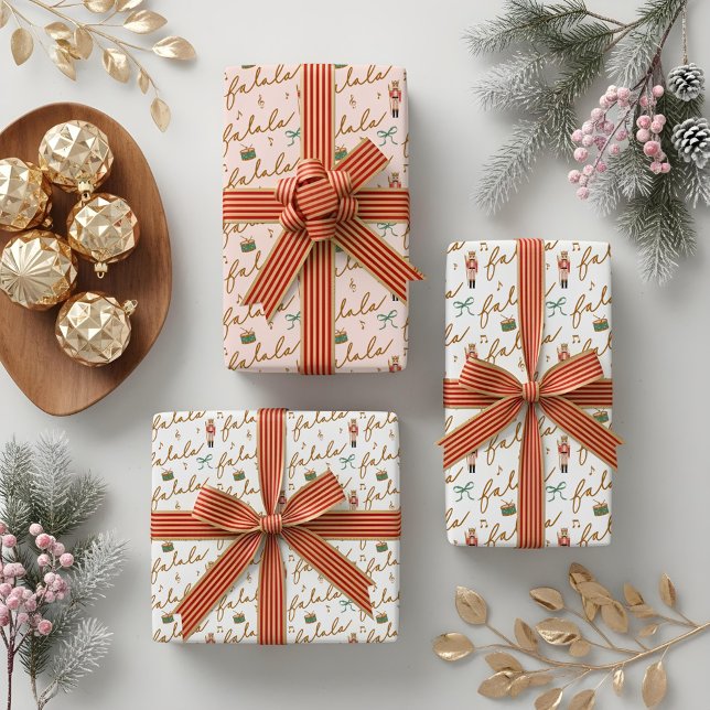Fa La La Girly Christmas Nutcracker Bow Music  Wrapping Paper Sheets (Fa La La Girly Christmas Nutcracker Bow Music Wrapping Paper Sheets)