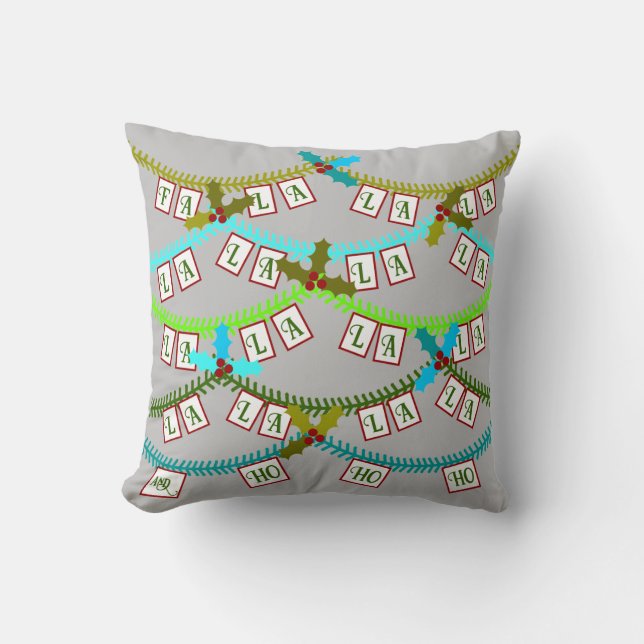 Fa La La & Ho Ho Ho Throw Pillow (Front)