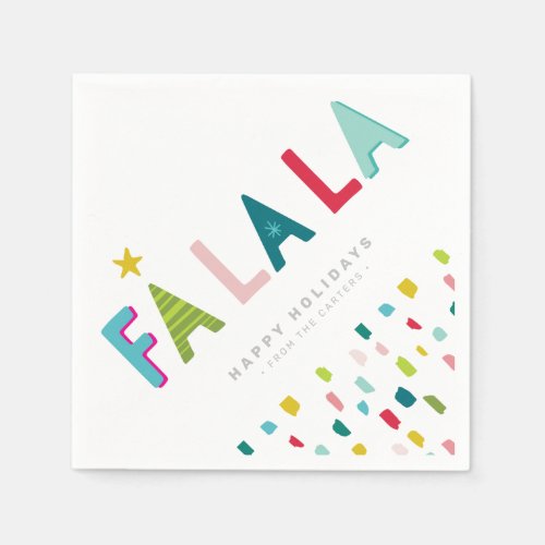 FA LA  LA HOLIDAY EATS fun bold bright colorful Napkins