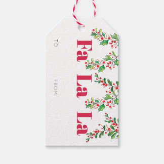 Fa La La Holly Christmas Present Gift Tag