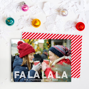 Fa La La Kids Photo Candy Cane Stripe Holiday Card