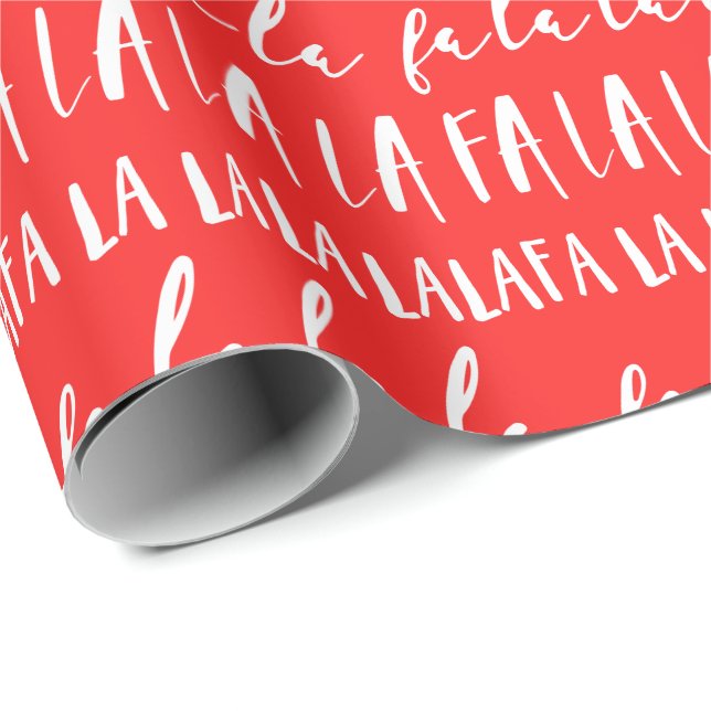 FA LA LA LA Black & Red Typographic Christmas Wrapping Paper (Roll Corner)