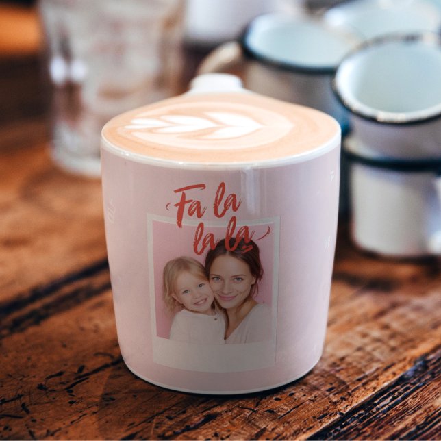 Fa La La La Blush Pink Christmas Photo  Espresso Cup (Creator Uploaded)