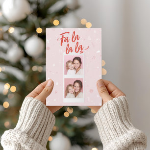 Fa La La La Blush Pink Modern Christmas Photo Holiday Card