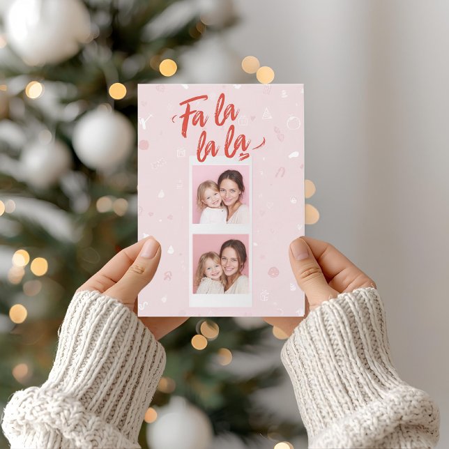 Fa La La La Blush Pink Modern Christmas Photo  Holiday Card (Creator Uploaded)