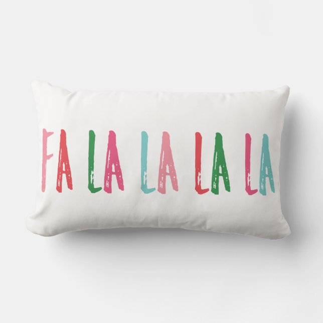 Fa La La La Brush Lettering Christmas Holiday Lumbar Pillow (Front)