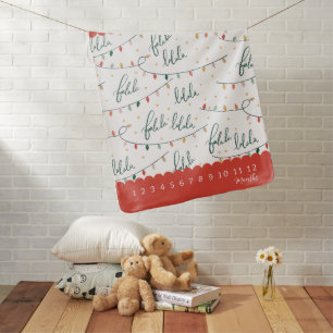Fa La La La Christmas Holiday Red Baby Milestone Blanket