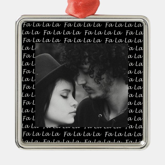 Fa La La La Christmas Personalized Photo   Metal Ornament (Front)