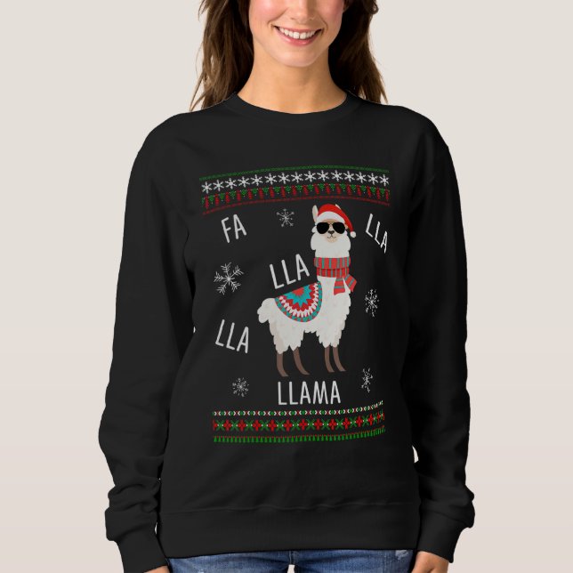 Fa La La La Cute Llama Ugly Christmas Sweater Girl (Front)