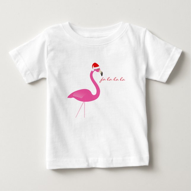 Fa la la la Flamingo Holiday Baby Dress T-Shirt (Front)