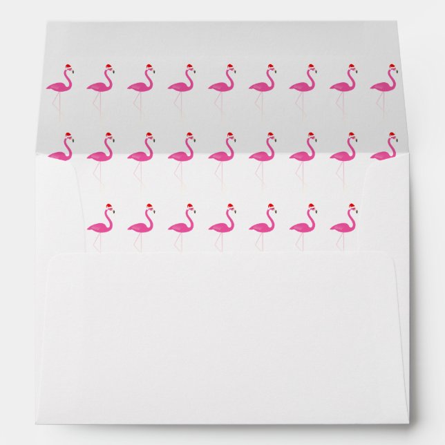Fa la la la Flamingo Holiday Invitation Envelope (Back (Bottom))