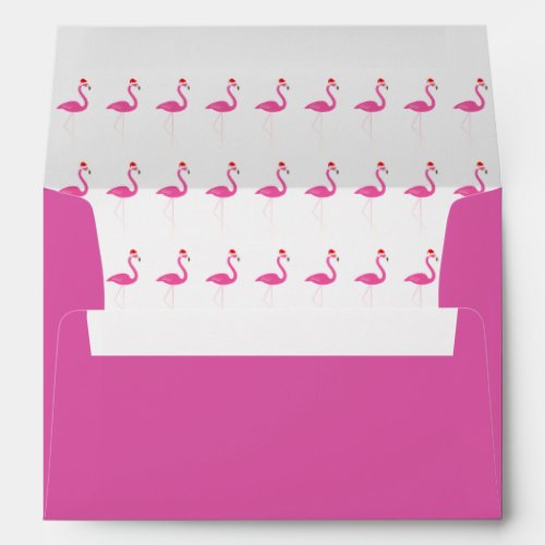 Fa la la la Flamingo Holiday Invite Envelope pink