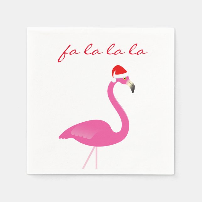 Fa la la la Flamingo Holiday Napkin (Front)