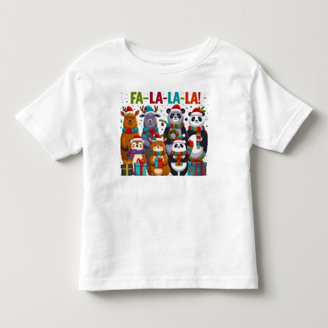 Fa-La-La-La Friends! – Adorable Christmas Animals  Toddler T-shirt (Front)
