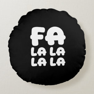 Fa La La La La Black & Red Chic Christmas Accent Round Pillow