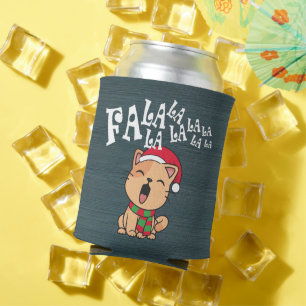 Fa La La La La Christmas Cat Singing Can Cooler