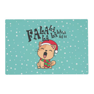 Fa La La La La Christmas Cat Singing Placemat