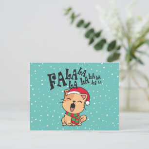 Fa La La La La Christmas Cat Singing Postcard