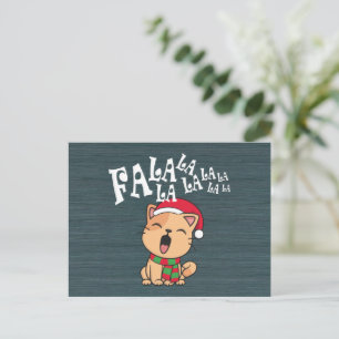 Fa La La La La Christmas Cat Singing Postcard