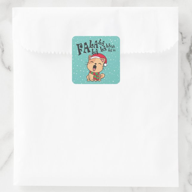 Fa La La La La Christmas Cat Singing Sticker Seal (Bag)
