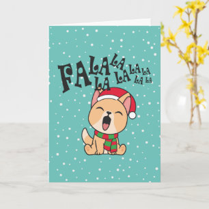 Fa La La La La Christmas Dog Singing Greeting Card