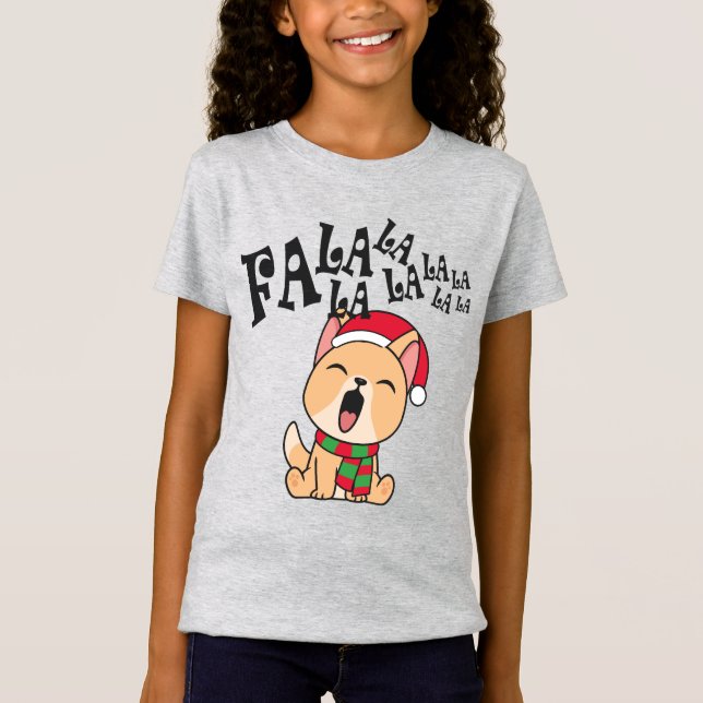 Fa La La La La Christmas Dog Singing Jersey Shirt (Front)