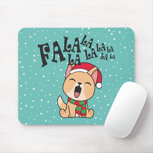 Fa La La La La Christmas Dog Singing | Mousepad (With Mouse)