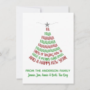 Fa La La La La Christmas Tree Humor Holiday Card