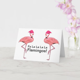Fa La La La La Flamingos Pink Flamingos Christmas Card