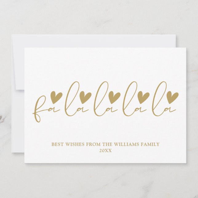 Fa La La La La Gold Script Christmas Holiday Card (Front)
