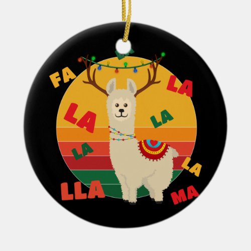 Fa la la la la la lla_ma Christmas Llama Ceramic Ornament