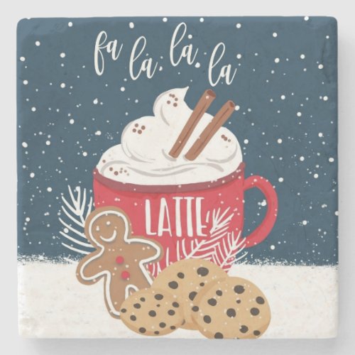 fa la la la la latte christmas coffee stone coaster