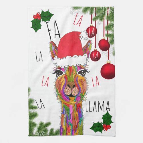 Fa La La La La Llama Christmas Kitchen Towel