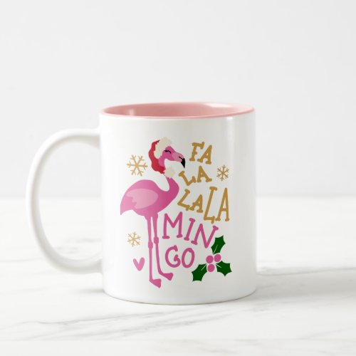 Fa La La La La Mingo Christmas Flamingo Holiday Two_Tone Coffee Mug