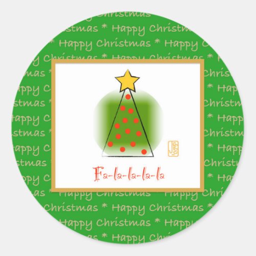 Fa_la_la_la_la Mod Christmas Tree Holiday  Classic Round Sticker