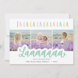 Fa la la la la pastel multi photo Christmas card