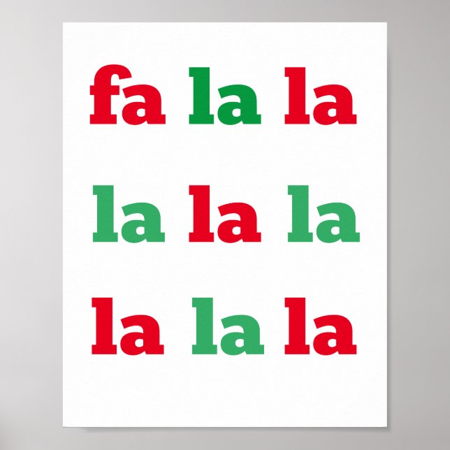 Fa La La La La Print Christmas Carol Red Green Art (Front)