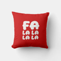 Fa La La La La Red Christmas Accent Throw Pillow