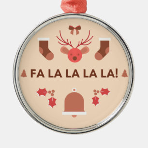 Fa La La La La Red Reindeer Ceramic Ornament