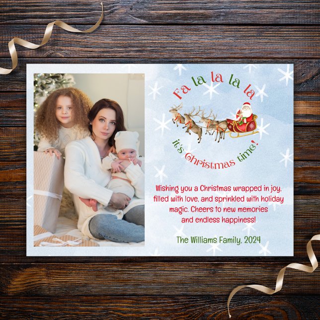 fa la la la la,santa & reindeers snowflakes photo holiday card (Creator Uploaded)