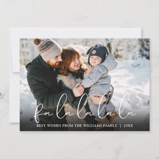 Fa La La La La Script Photo Christmas Holiday Card (Front)