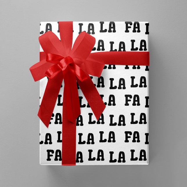 Fa La La La La White & Black Playful Christmas Wrapping Paper (Fa La La La La White & Black Playful Christmas Wrapping Paper)