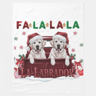 Fa La La La Labrador Christmas Fleece Blanket